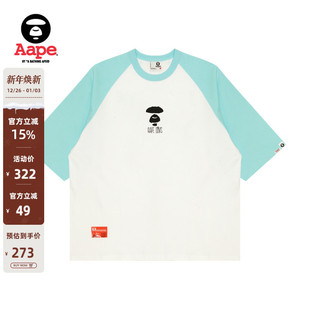 Aape男装 T恤1482XAM 春秋猿人字母印花插肩撞色潮流休闲宽松七分袖