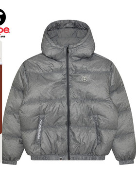 Aape旗舰店男装秋冬猿人徽章宽松厚连帽羽绒服面包服7654XAN