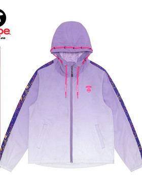 Aape旗舰店女装春夏猿人简约印花渐变抽绳沿帽设计外套7508XAI