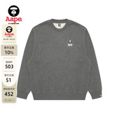 Aape旗舰店男装 秋冬小标徽章简约休闲薄绒圆领卫衣C349XAP