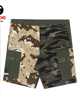 Aape旗舰店男装春夏多色徽章工装口袋迷彩拼接潮流短裤6845XBI