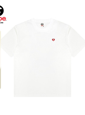 Aape旗舰店男装春夏心型猿人徽章舒适简约纯色圆领短袖T恤1807XXQ