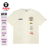 Aape旗舰店男装 T恤1653XXO 春夏猿人字母刺绣休闲潮流短袖