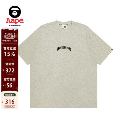 Aape旗舰店男装春夏复古迷彩猿人字母图案印花潮流短袖T恤1437XAO