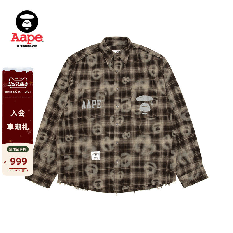 Aape联名NOMANUAL印花格纹衬衫