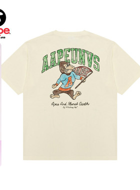 Aape旗舰店男装春夏猿人校园字母印花休闲潮流短袖T恤1630XXO