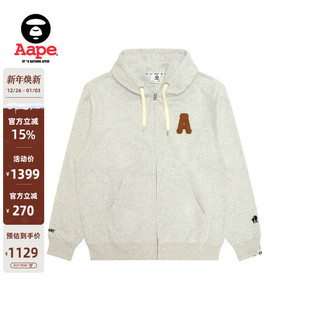 Aape旗舰店男装 秋冬字母徽章简约潮流薄绒休闲卫衣外套C378XAP