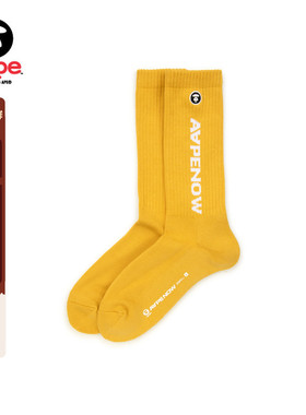 Aape旗舰店配饰猿人刺绣字母提花休闲潮流中筒袜4867XXO