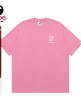 Aape旗舰店男装25春夏爱心猿人徽章字母刺绣潮流短袖T恤1600XXO