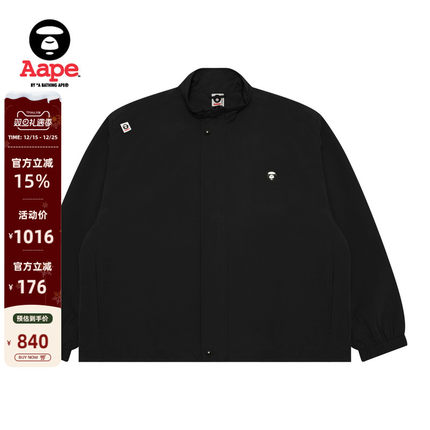 Aape旗舰店男装秋冬小标徽章纯色简约夹克外套7729XXP