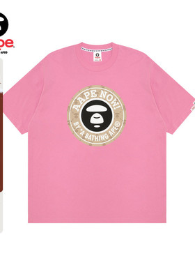 Aape旗舰店男装25春夏老花猿人圆章印花潮流休闲短袖T恤1638XXO