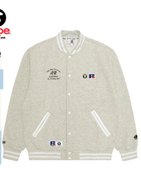 Aape联名RUSSELL男装秋冬美式复古薄绒棒球服卫衣外套9780XAP