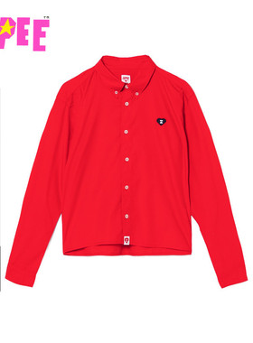 APEE女装春夏心形徽章纯色舒适潮流长袖衬衫S137A6Q