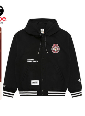 Aape旗舰店男装秋冬猿人军团休闲薄绒连帽棒球卫衣外套C372XXP