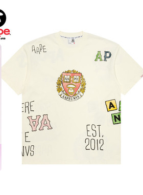Aape旗舰店男装春夏猿人校园印花休闲潮流短袖T恤1627XXO