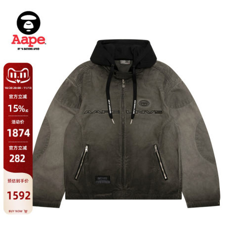 Aape美式水洗做旧帽夹克外套