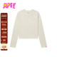APEE女装 秋冬心型刺绣徽章长袖 T恤F200A5P
