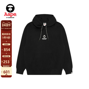 Aape旗舰店男装秋冬扑克徽章字母印花休闲连帽卫衣C351XXP