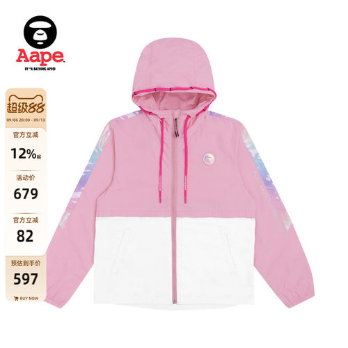 AAPEaape女装字母印花幻彩风衣