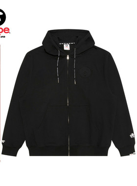 Aape旗舰店男装秋冬猿人压凸印花纯色简约连帽卫衣外套D315XXP