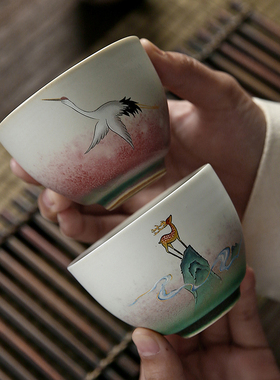 泡茶小茶杯单杯陶瓷个人专用茶杯主人杯品茗杯单个功夫茶具客人杯