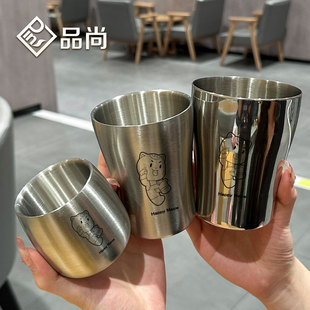 316不锈钢水杯儿童家用食品级喝水杯子宝宝上学专用牛奶杯漱口杯