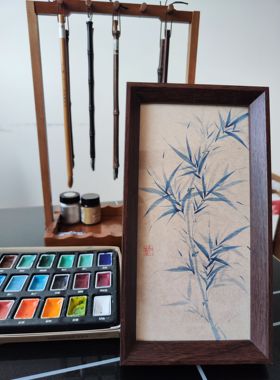 手绘国画~复古竹子摆台