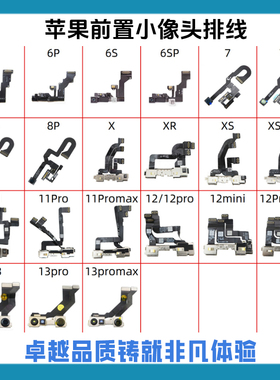 适于苹果6sp 7p 8p X XR XS 11 12 13 pro promax 前置摄像头排线