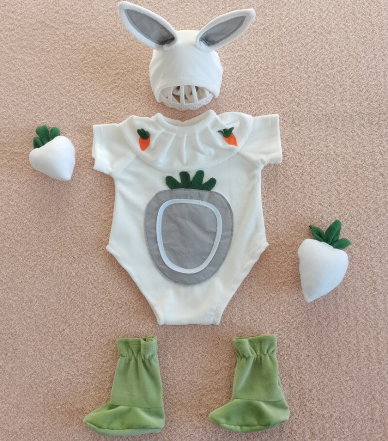 儿童摄影服装新款百天照婴儿衣服满月拍照道具影楼兔子造型主题