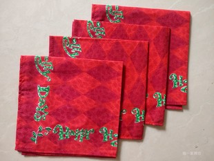 圣诞节圣诞老人餐巾全棉外贸美式喜庆餐桌口布美食拍摄小方巾餐布