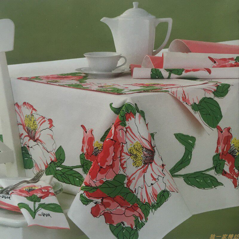 小清新茶花桌布外贸全棉奢华简约