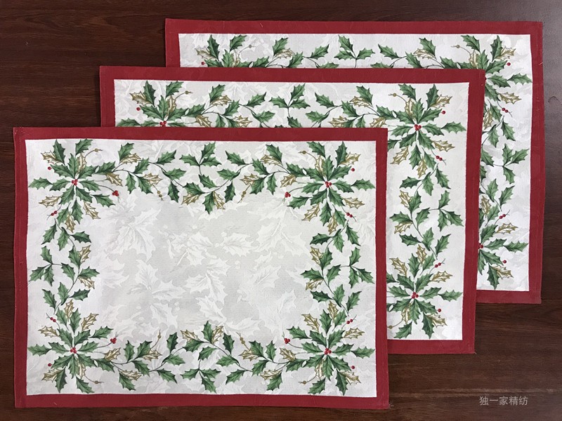 提花lenox圣诞叶餐巾桌布欧式