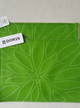 IN DORIS绿色加厚PU皮革免洗餐垫防水防油易清洁家用隔热桌垫盘垫