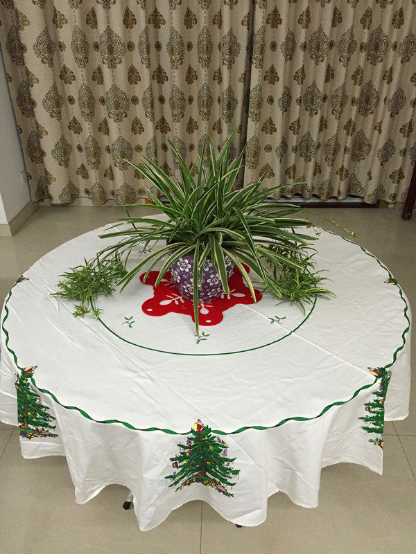 外贸纯棉欧式圣诞树桌布圣诞节时尚餐台布奢华简约西餐桌盖布台布