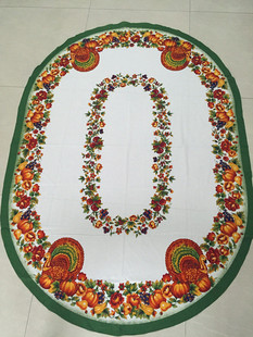 感恩节桌布新款火鸡花环长方形椭圆形餐布圣诞节创意厨房餐厅台布