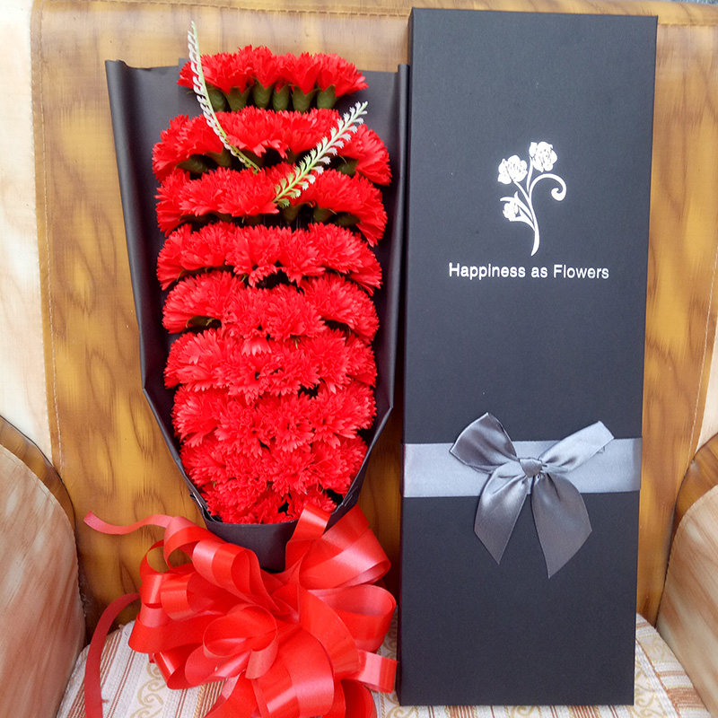 圣诞节礼品花送老师康乃馨花束仿真玫瑰花生日礼物肥皂香皂花礼盒