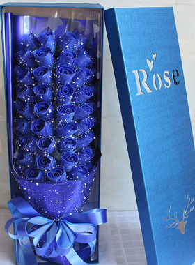 情人节礼物生日礼物送女友99朵玫瑰花束礼盒仿真假花香皂花肥皂花