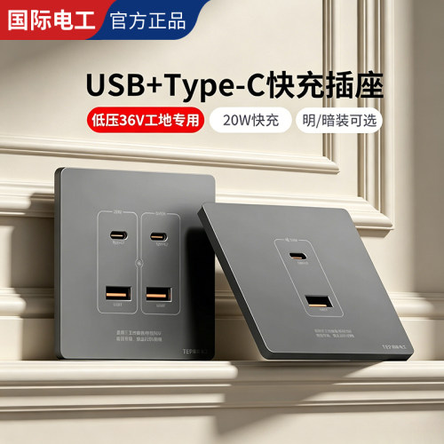国际电工86型Type-C快充插座