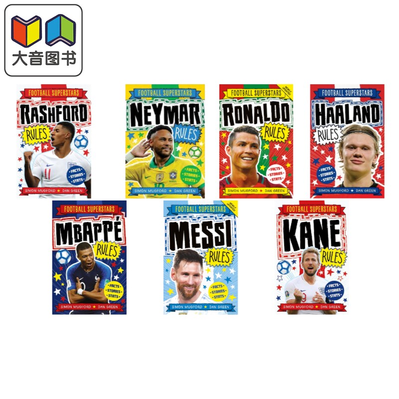 足球明星传共7册 Football Superstars 小罗纳尔多 梅西 内马尔 姆巴佩 英文原版 励志传记故事书小球迷入门读物 大音