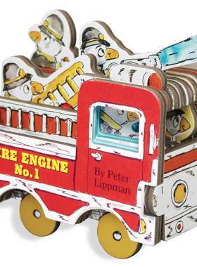 迷你车玩具书系列 小小消防车 纸板书 英文原版 Mini house Wheels Mini Fire Engine 儿童玩具车车书 配4个可滚动的轮子 全?