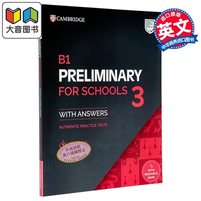 B1 Preliminary for Schools 3 Students Book with Answers 剑桥新版2025版PET考试校园版真题4套 含答案和音频 大音