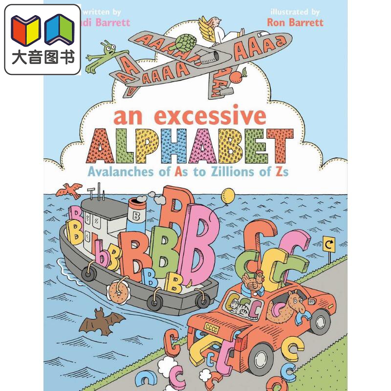 过多的字母 Ron Barrett Excessive Alphabet 英文原版 儿童绘本 字母词汇图画书 精装绘本 从很多a到无数Z的雪崩 大音