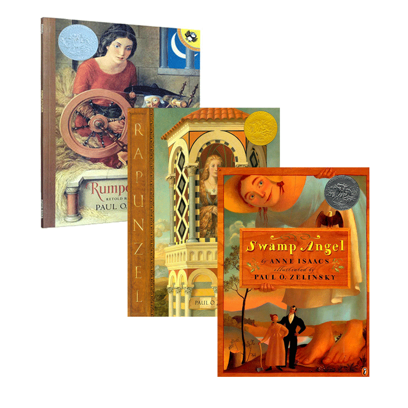 【原版】Paul O.Zelinsky凯迪克获奖绘本3册 英文原版 Rapunzel 侏儒怪 沼泽天使 长发公主 经典童话故事绘本 6-12岁