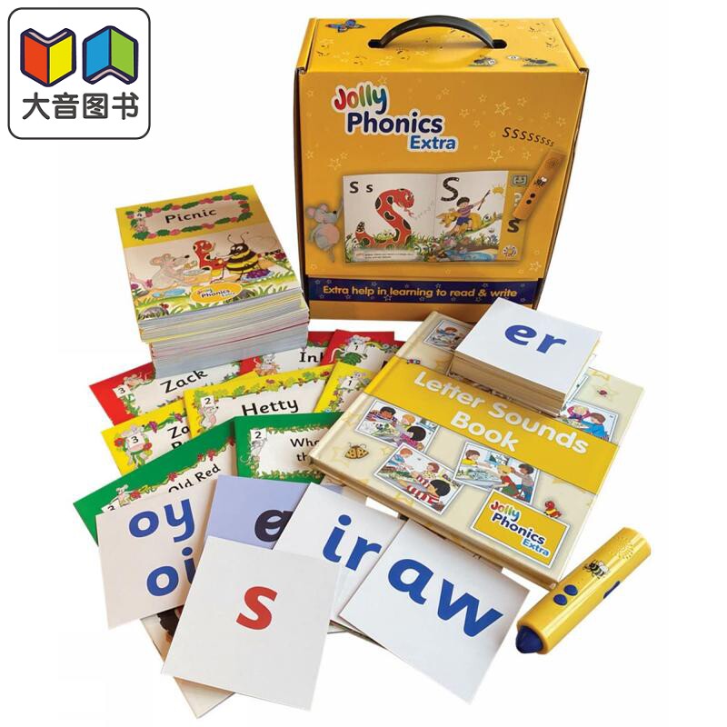 快乐自然拼读学生学习套装 手写体英式英语含点读笔Jolly Phonics Extra in Precursive Letters British English 大音