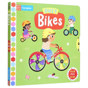Busy Books 系列 Busy Bikes 繁忙单车 繁忙自行车 Campbell 英文原版 低幼儿童机关推拉操作书 益智游戏纸板书