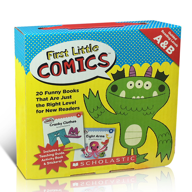 英文原版 全彩儿童漫画读物20册 First Little Comics Parent Pack Levels A&B 书籍童书 附贴纸