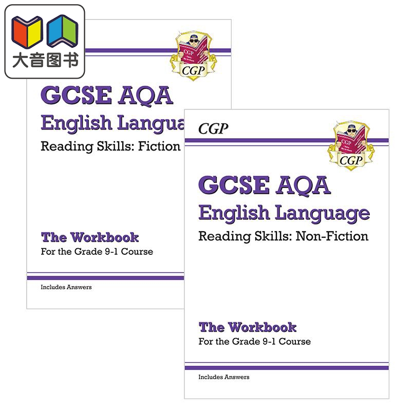 英国CGP原版 9-1 GCSE English Language AQA Reading Workbook英语语言阅读技巧小说非小说练习2册套装含答案-封面