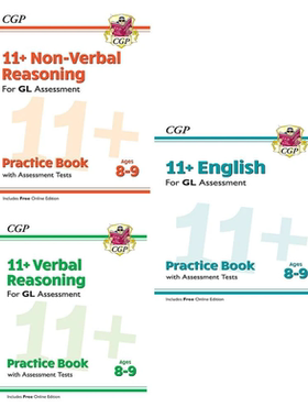 英国CGP原版 11+ GL English Verbal Non-Verbal Reasoning Practice Book & Assessment Tests Ages 8-9 含在线资源 英文原版