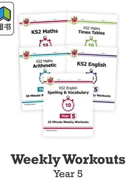 CGP Year 5 Maths 数学 & English - 10-Minute Weekly Workouts 5-book 套装 英国进口原版书