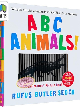 视觉书 动物ABC ABC Animals A Scanimation Picture Book 视觉动物动画书 英文原版 会动的书 趣味ABC认知童书 大音